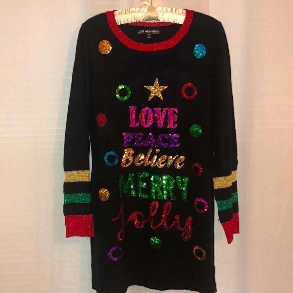 united states sweaters 0X Christmas Holiday Black Sweater